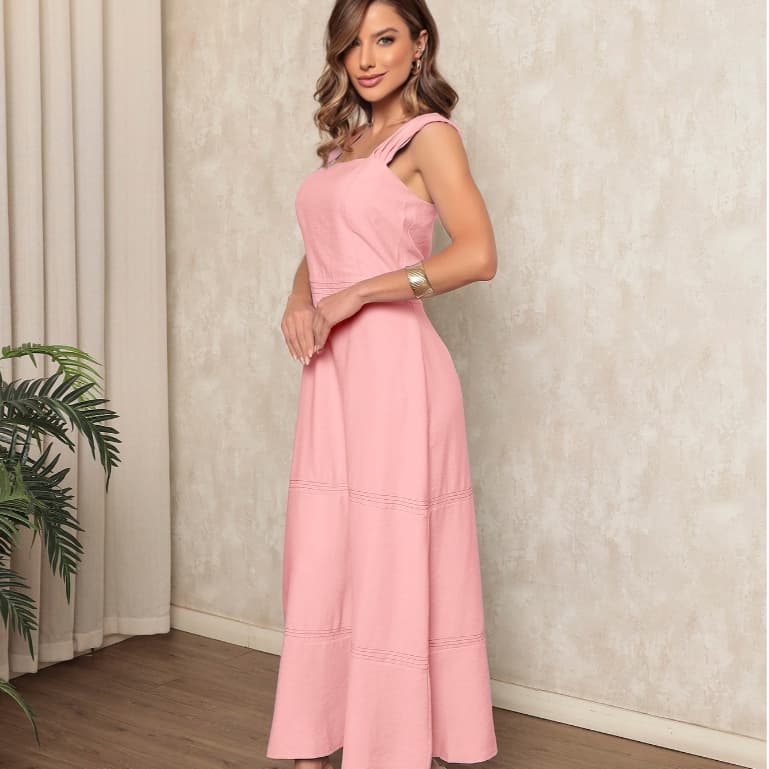 ONLYONE - VESTIDO REGATA MIDI FEMININO LONGO SOCIAL ELEGANTE EVANGÉLICA - VESTIDOS LONGOS ELEGANTES FESTA FEMININAS