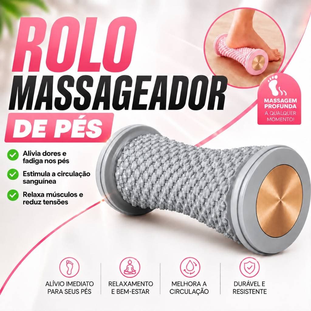 Rolo Massageador Reflexologia para Pés Alívio Dor Muscular Liberação Miofascial Portátil