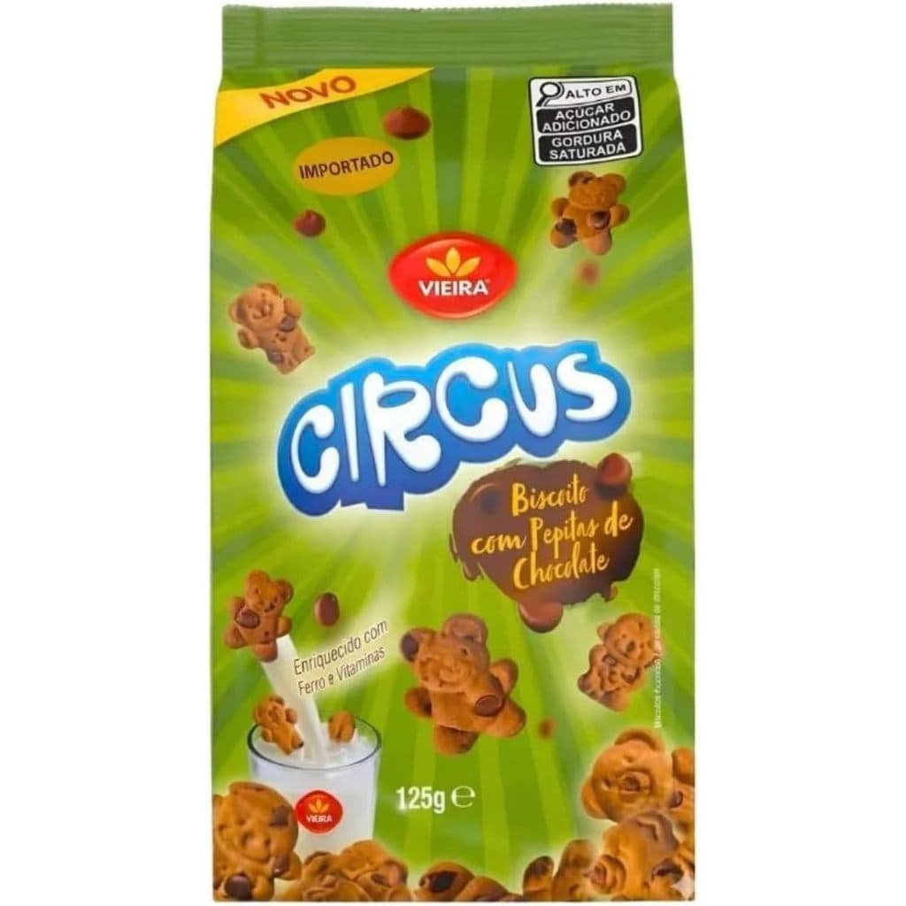 Biscoito Com Pepitas De Chocolate Circus  Vieira 125g Novidade importado de Portugal