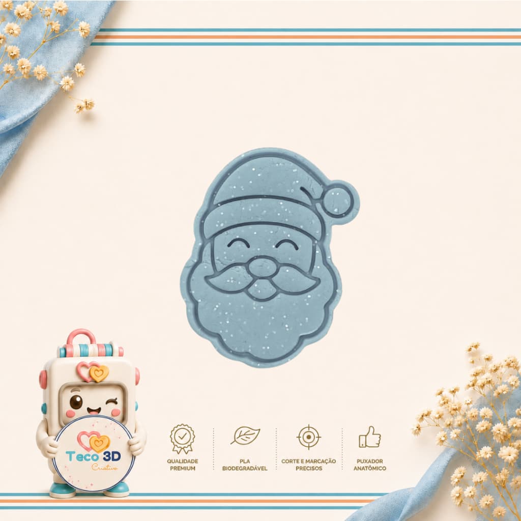 CORTADOR DE BISCOITO NATAL PAPAI NOEL + CARIMBO CONFEITARIA MASSINHA DE MODELAR MASSA DE BOLACHA AMANTEIGADA ARTESANAL