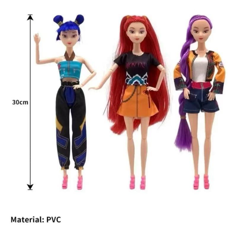 kit bonecas guerreiras kpop 3 bonecas diferentes com acessórios bonecas articuladas
