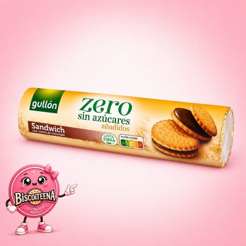 Biscoito Recheado Sandwich Chocolate Diet Nature sem Açúcares Gullón 250g - importado da Espanha