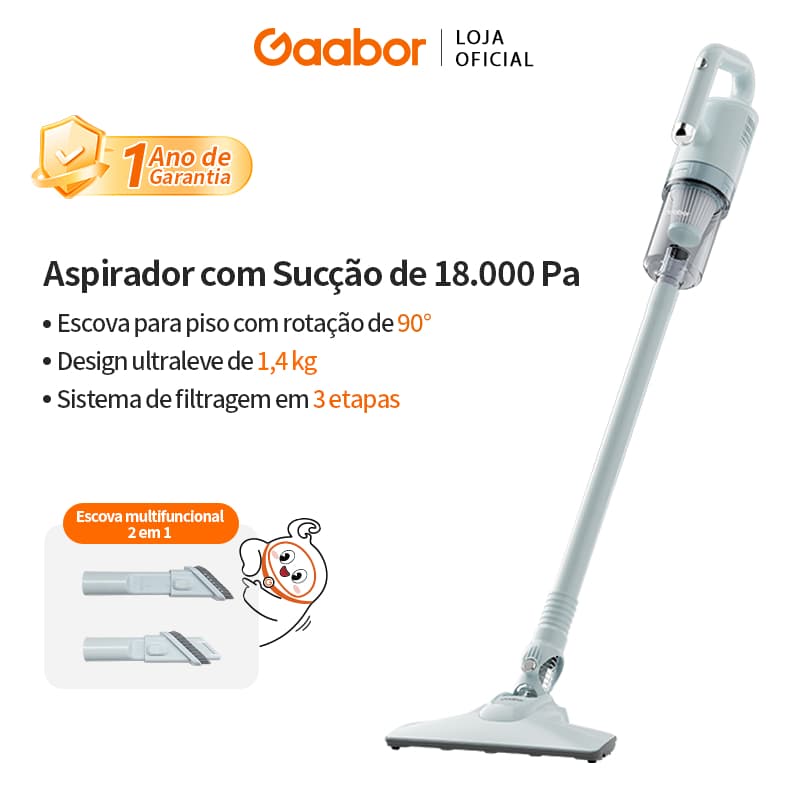 Gaabor 16000Pa Aspirador de Pó 2 em 1 Forte Sucção Longo 4.5m Limpeza Profunda CW-18M02A