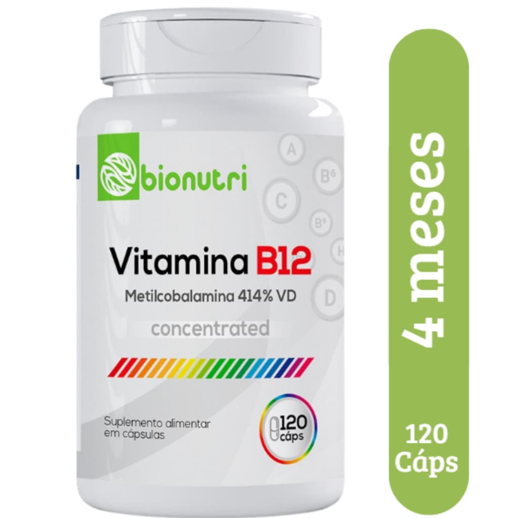 Vitamina B12 Metilcobalamina 9,94mcg 414% Vd 120 Cápsulas Suplemento