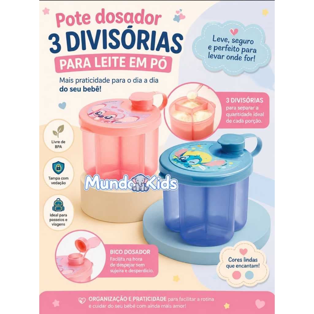 Pote infantil DOSADOR DE LEITE EM PO STITCH