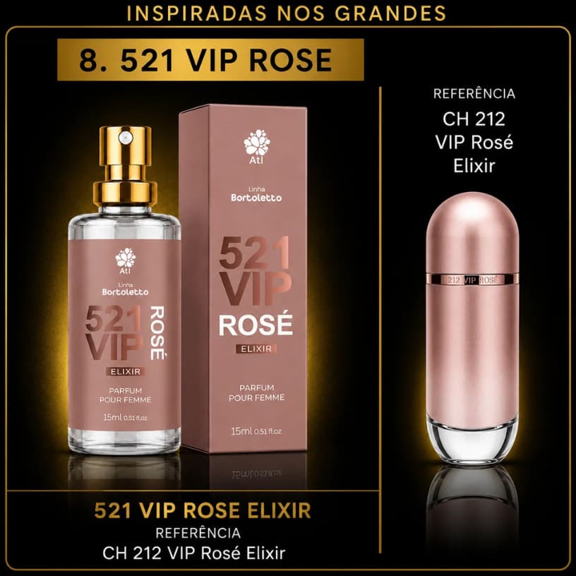Parfum - Linha 521 (Inspiração 212) - Perfumes Bortoletto Importados Masculino Feminino 15ml Alta Fixação