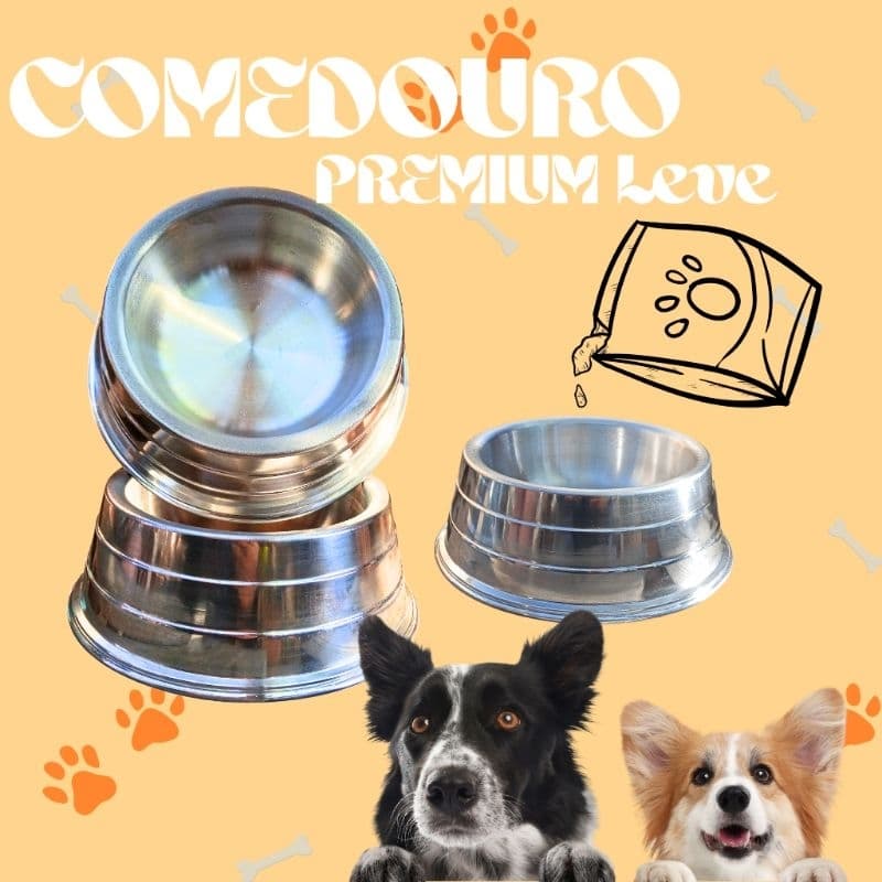 Comedouro Leve Para Cachorro Médio a Grande Alumínio Polido 600ml Tigela Ração Vasilha para Comida ou Água comedor Inox