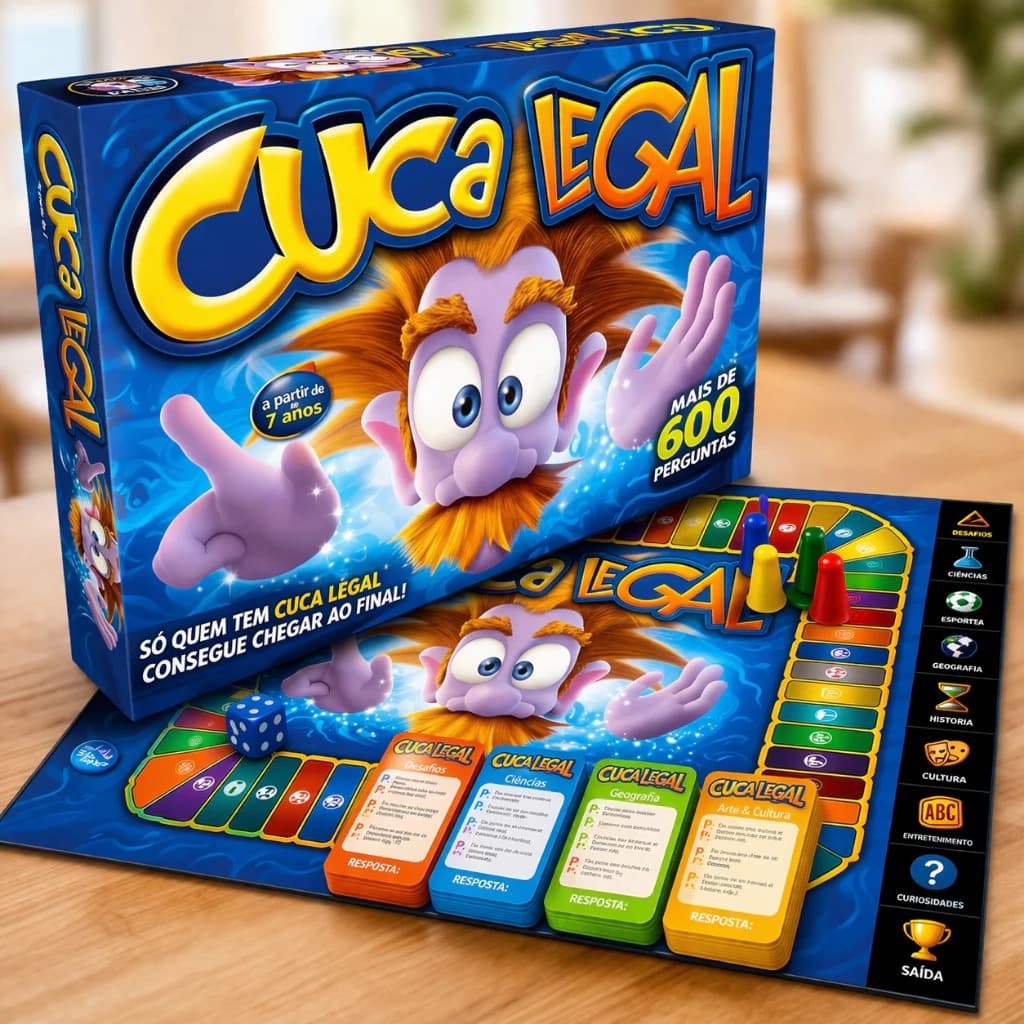 Jogo Cuca Legal Educativo Infantil +600 Perguntas Jogo de Tabuleiro Família 7+