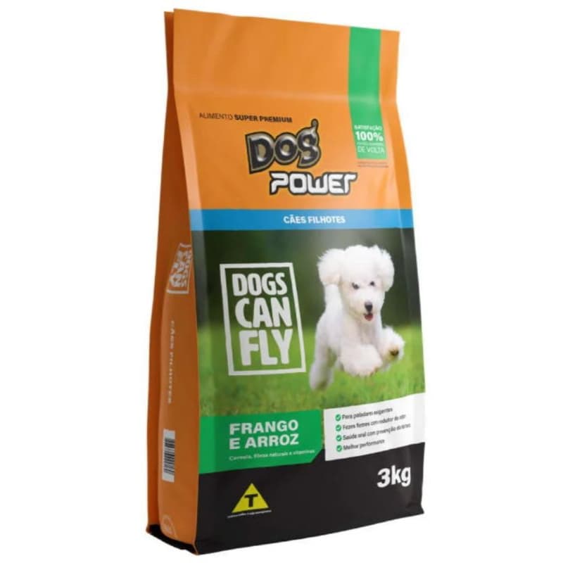 3kg, DOG POWER FILHOTES, Frango e Arroz, Super Premium, ração para cachorro filhote, todas as raças.