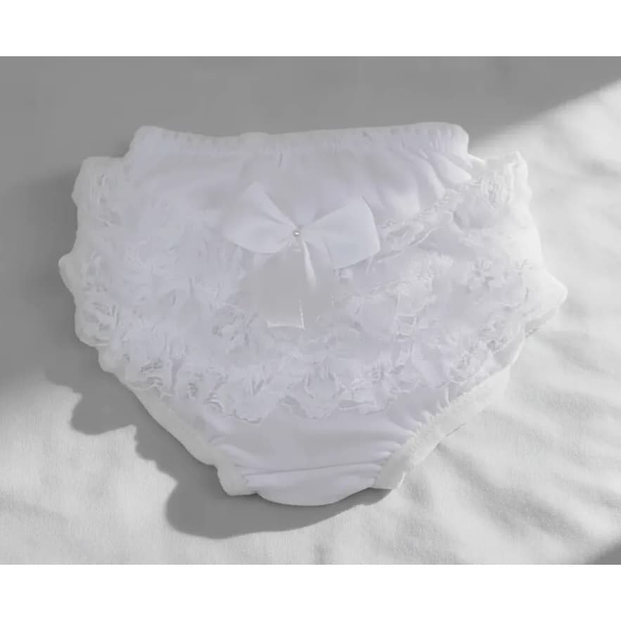 Calcinha Bunda Rica Bebê Infantil Tapa Fraldas Branca Batizado.