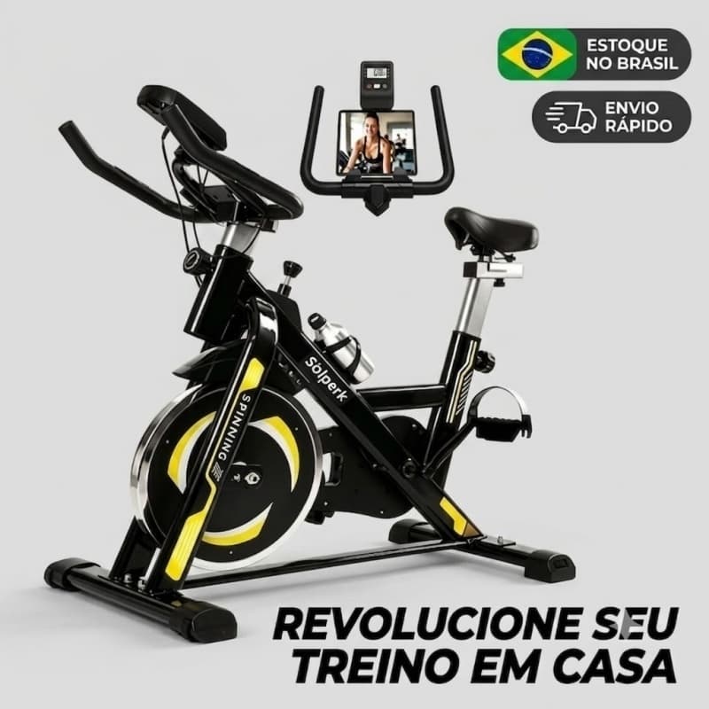 Bicicleta Ergometrica Spinning Profissional Silenciosa 200kg Residencial Painel Digital Envio 24h