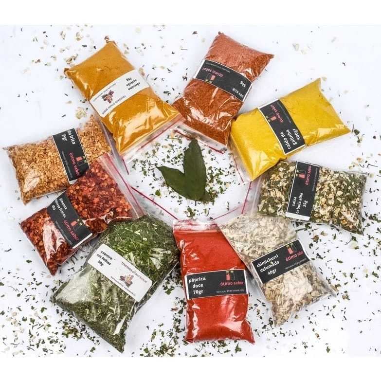 TEMPEROS E CONDIMENTOS KIT 10 UNIDADES NATURAIS SEM CONSERVANTES 80G CADA