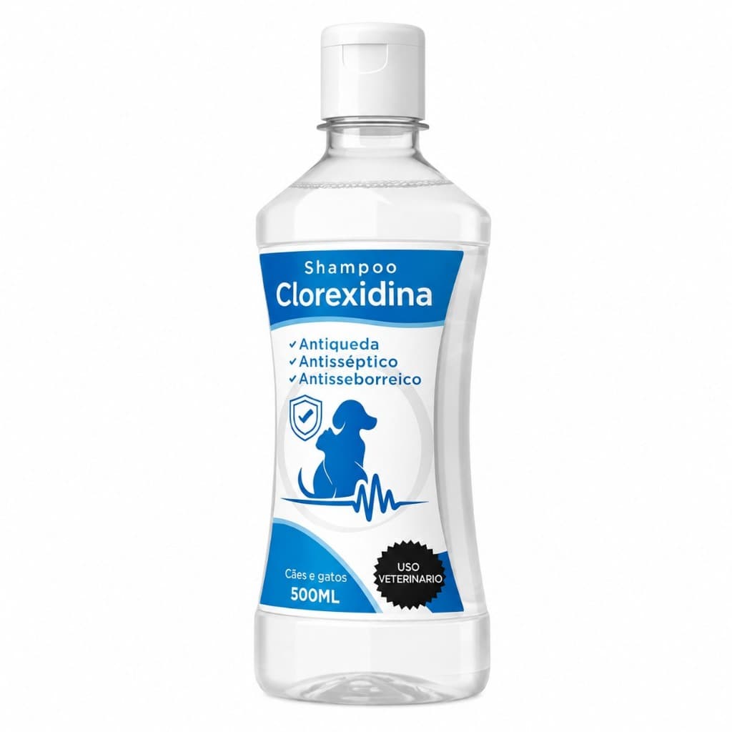 Shampoo Clorexidina Anti Seborreia Antisséptico Queda Dermatite Cães e Gatos Pet Side - 500ml