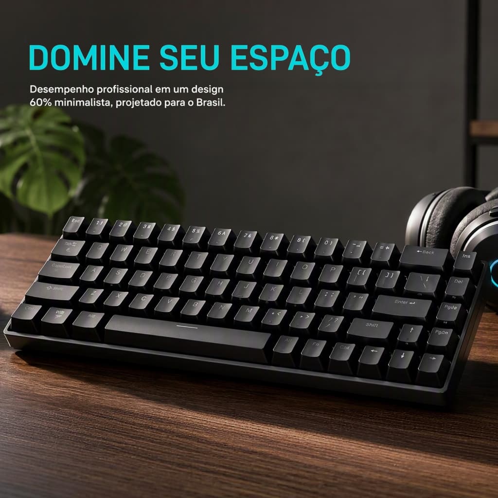 Teclado Mecânico Gamer 100% com Switch Red, Desempenho Forte e Anti-Ghosting Total Funciona bem para Jogos e Escritório