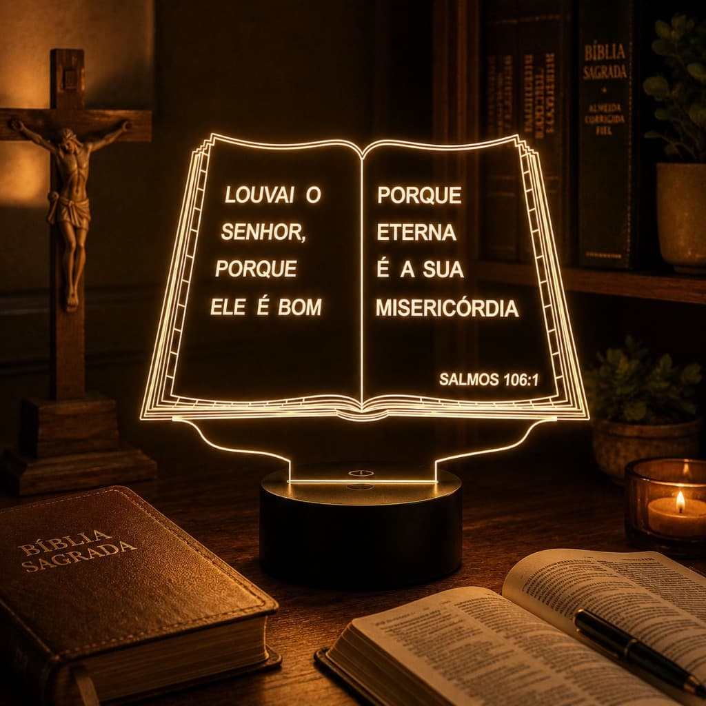 Luminária Led 3d | Biblia | Abajur