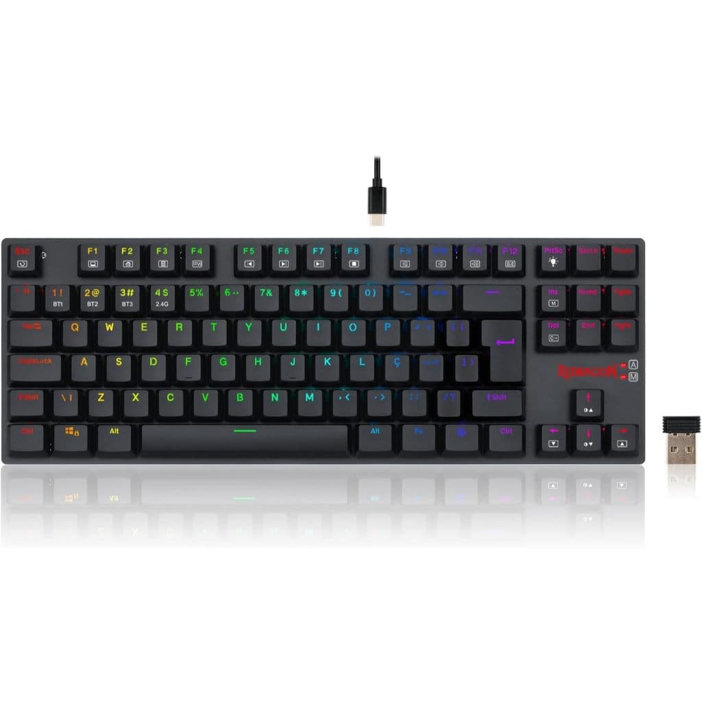 Teclado Mecânico Gamer Redragon APS Pro RGB Preto Switch Marrom Low Profile