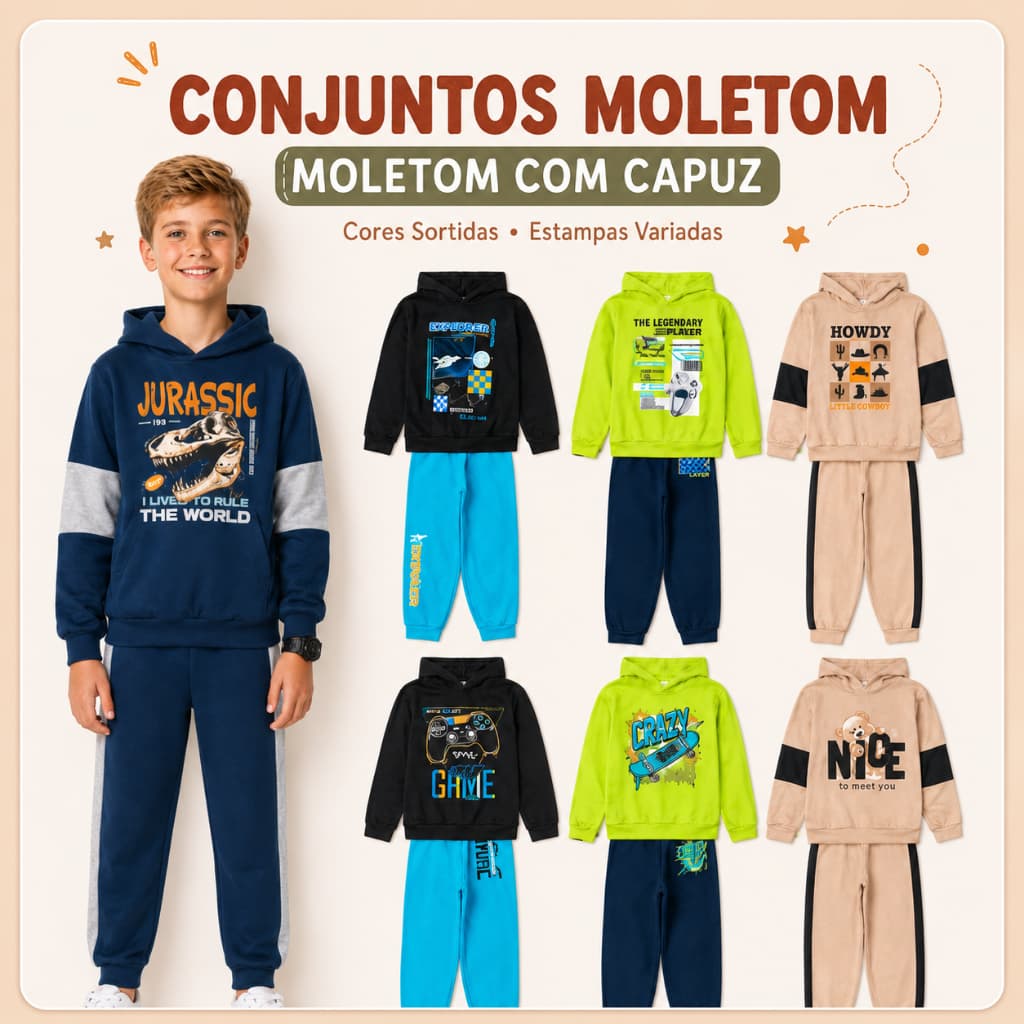 Kit 2 peças (1 conjunto) Conjunto Moletom Conjunto Recortes Com Capuz Inverno Roupa Menino
