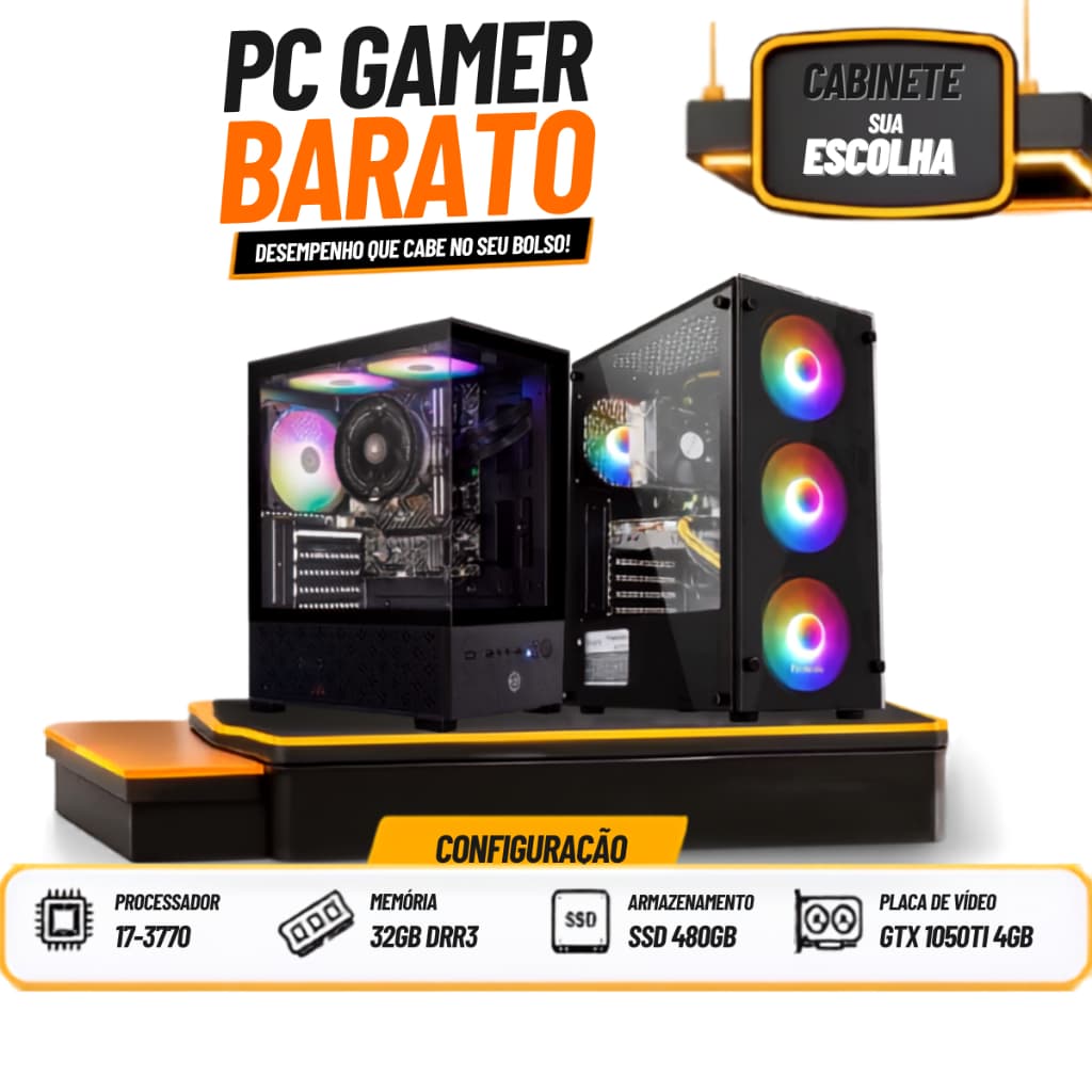 Pc Gamer Computador Intel Core I7 3°, 32gb + 480gb + Placa de Vídeo 4gb