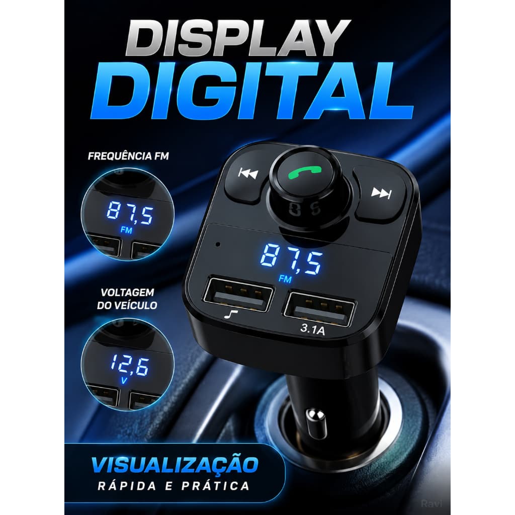 Transmissor FM Bluetooth Veicular X8 – Carregador USB