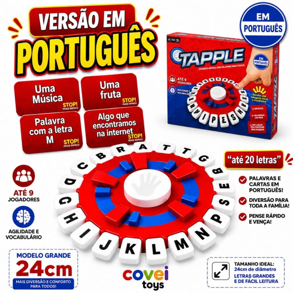 Jogo Tapple Stop Trava Letras Com Temporizador 10 Segundos Tabuleiro Diversão Família Palavras