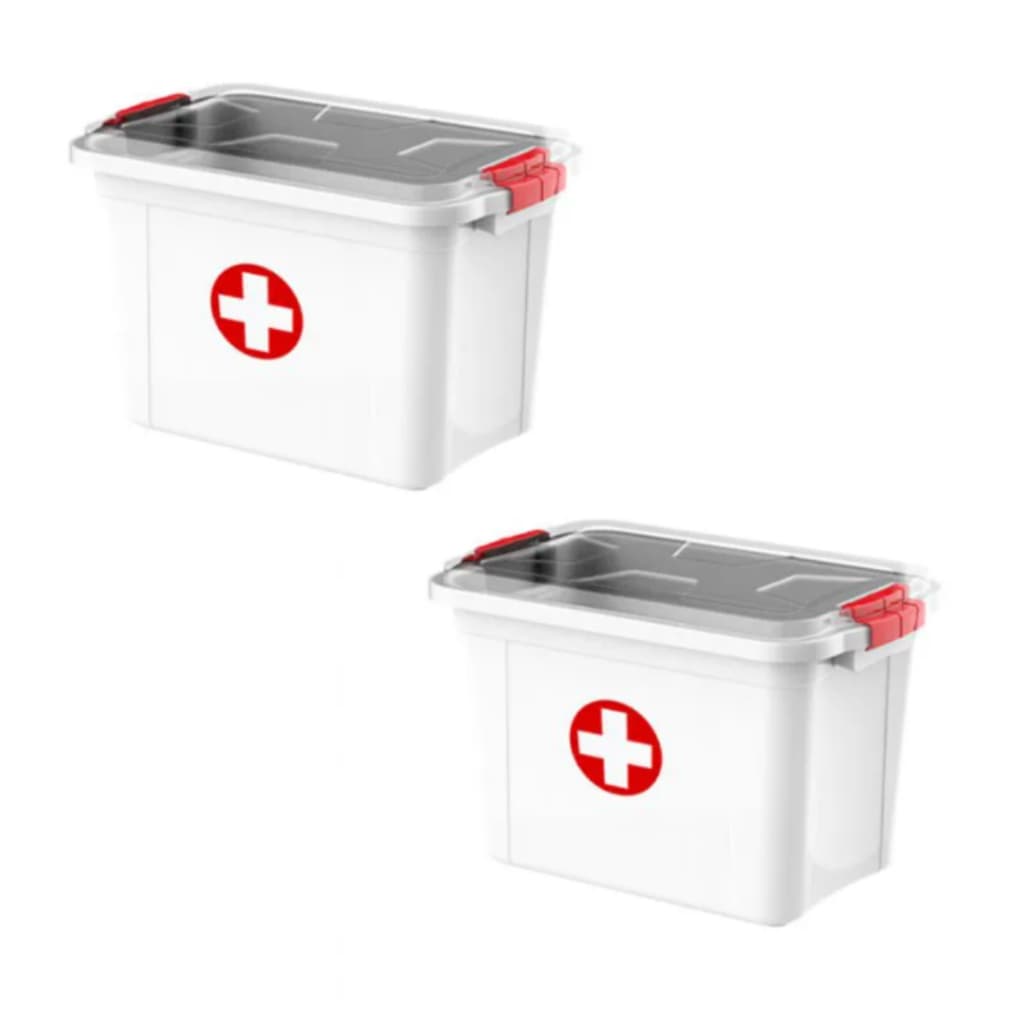 Caixas Primeiro Socorros 5 Litros Kit 2 Maleta Remédio Curativo