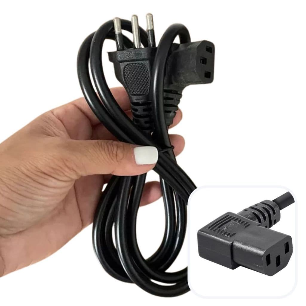 Cabo De Força Em L Tv LG Samsung Computador CPU Atx Monitor Panela Elétrica Padrão Curvado Energia Bivolt 90 Graus