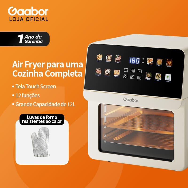 Gaabor Fritadeira Elétrica sem Óleo 12L com Janela Visual Inteligente, Controle Touch 1700W, Multifuncional AF-120T02