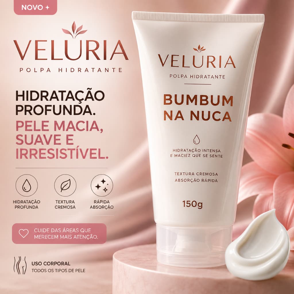 Polpa Hidratante Veluria Bumbum na Nuca 150g – Hidratante Corporal Hidratação Intensa Maciez Pele