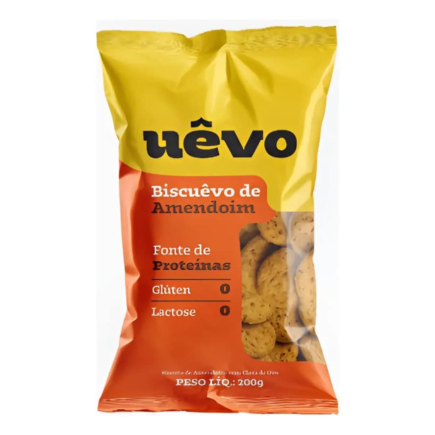 Biscoito Proteico de Amendoim Sem Glúten e Lactose Snack Fit Uêvo Biscuêvo Clara de Ovo Pré Treino Lanche Saudável