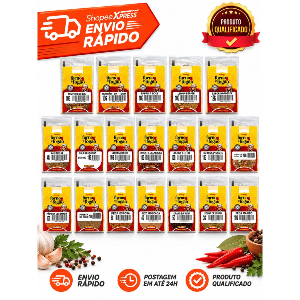 Temperos Naturais Completo P/ Carne Frango E Saladas 19 Sabores Diferentes