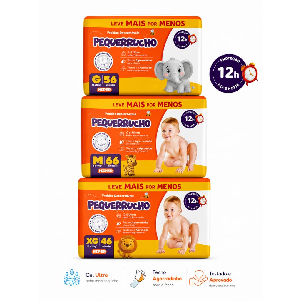 Fraldas Descartáveis Piquerrucho Hiper/ fraldas na promoção leve mais por menos