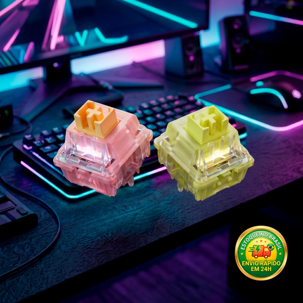 Switch Silencioso Outemu Silent Peach V3 Linear / Lemon V3 Tátil Original - Kit 5 a 30 Un p/ Teclado Mecânico