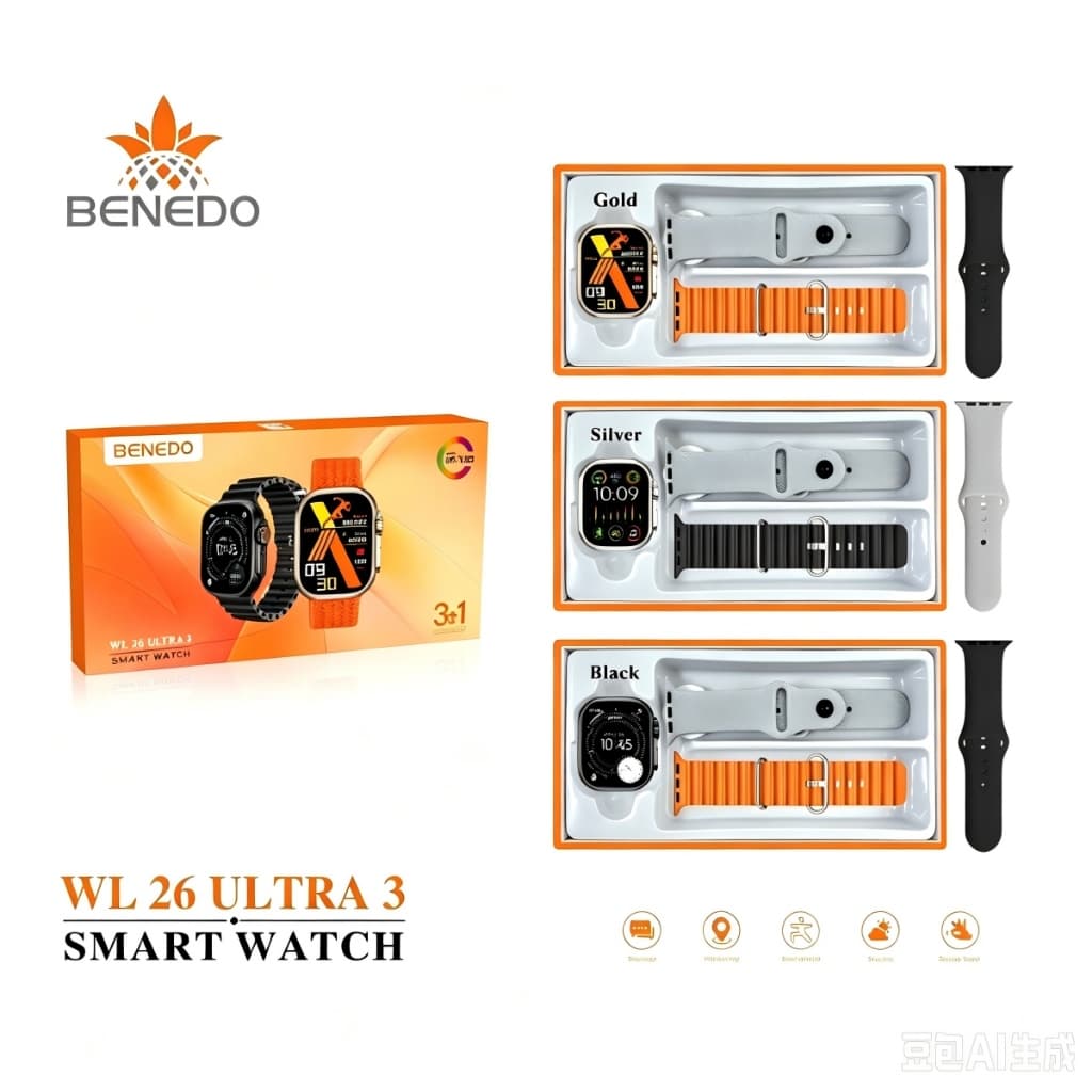 Smartwatch relógio WL26 ULTRA 3(49MM) 3 Pulseira Gps  2026 Serie 12 esportes bluetooth inteligent