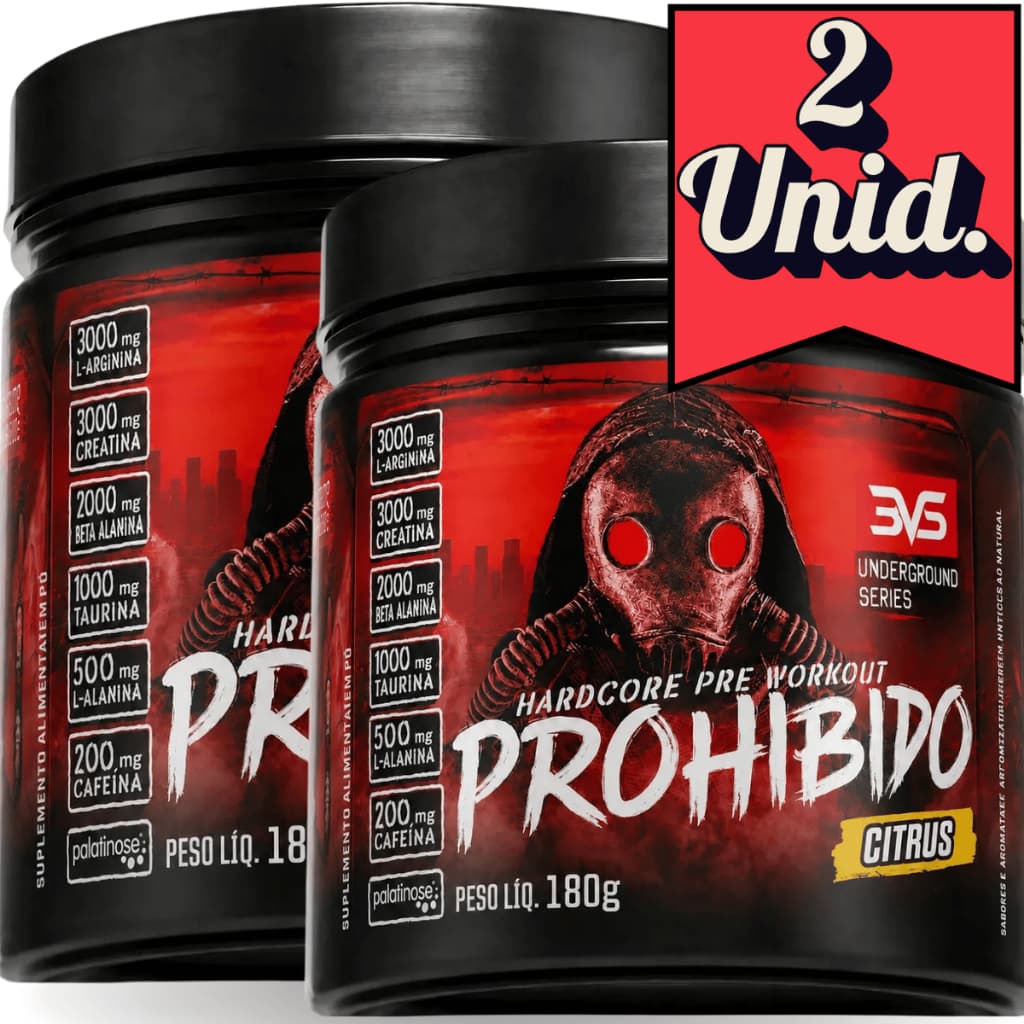 Kit 2 Unidades de 180g  Pré Treino Prohibido 3VS Nutrition formula exclusiva Original