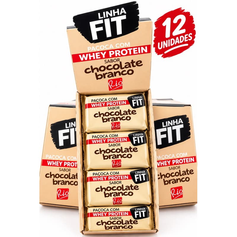Paçoca com Whey Protein - Zero Açúcar - Chocolate Branco - Caixa C/12 Unidades - Moreninha do Rio