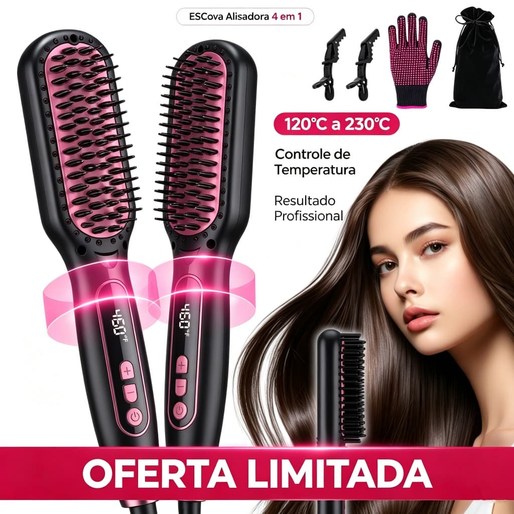 Escova Secadora Modeladora 5 em 1 Alisa Seca e Modela Cabelo Anti Frizz profissional 100-240V