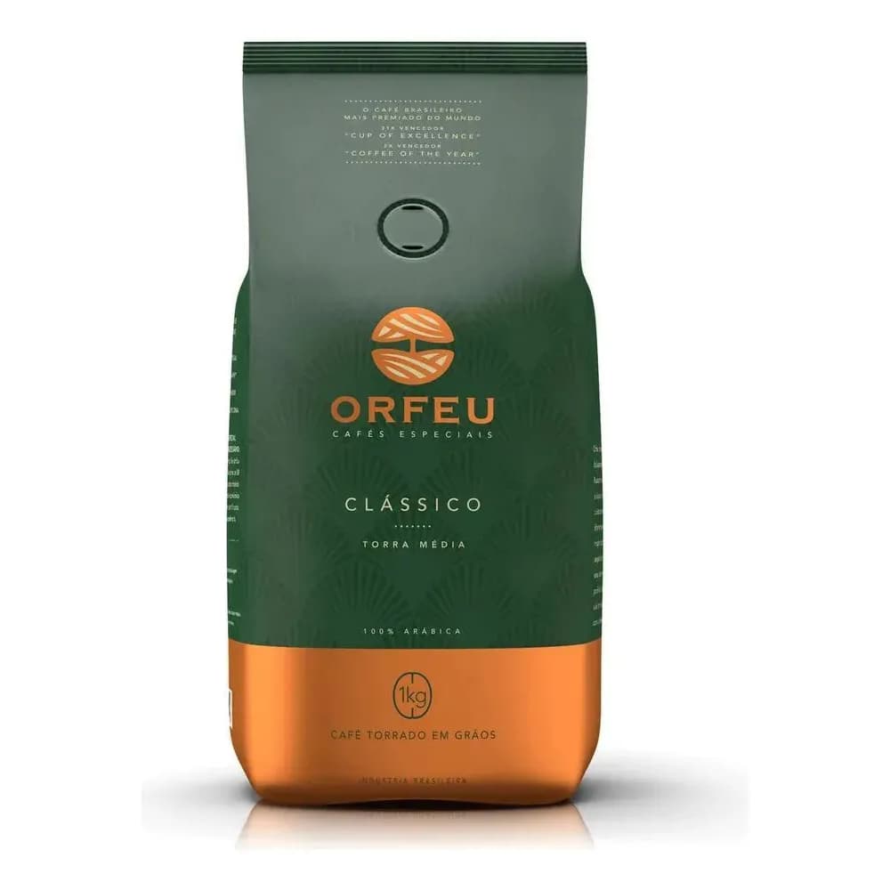 Café Orfeu Clássico em Grãos 1kg 100% Arábica Café Especial Torra Média Premiado para Espresso