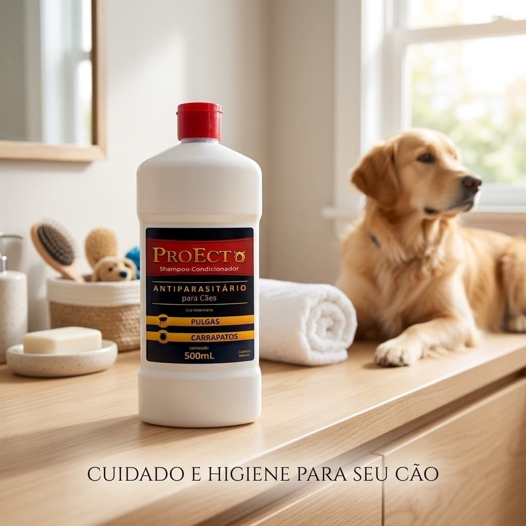 Shampoo Antipulgas Anticarrapatos para Cães ProEcto 500ml Shampoo Condicionador para Pet