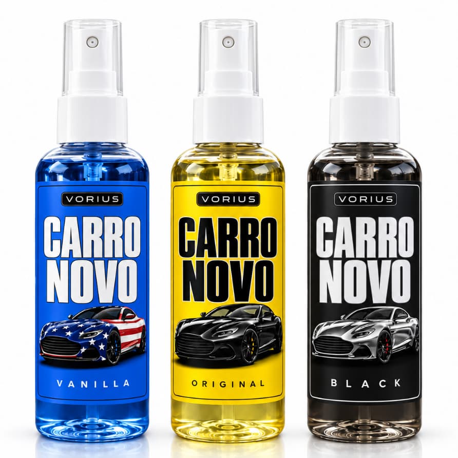 Kit 3 Aromatizadores para Carro Spray Carro Novo Vanilla e Black