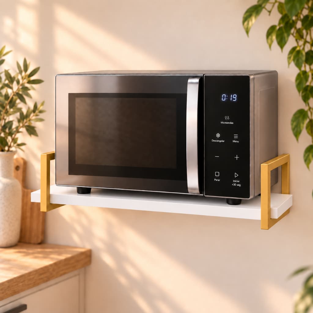Suporte de Parede para Micro-ondas Forno Elétrico e Air Fryer Prateleira Industrial em Aço