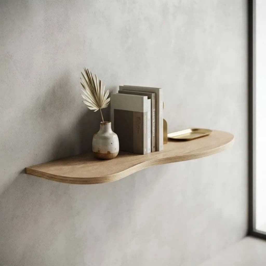 Prateleira Orgânica de Parede MDF 18mm 20x100cm Carvalho Itapuã Suporte Invisível