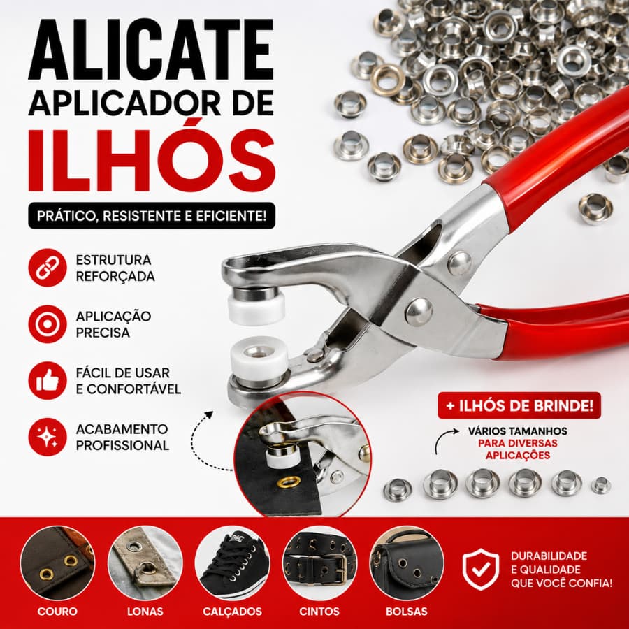 Kit Alicate Aplicador Botão de Pressão 100 Botões para Roupas Bebê Artesanato Costura MaisClick