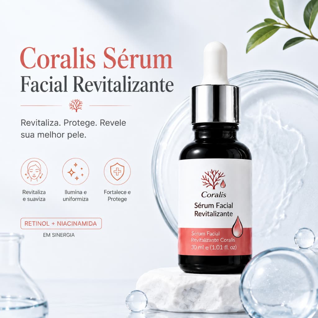 Coralis Sérum Niacinamida + Retinol + Arbutina 30ml - Anti-idade, Clareador, Hidratante e Controle de Oleosidade
