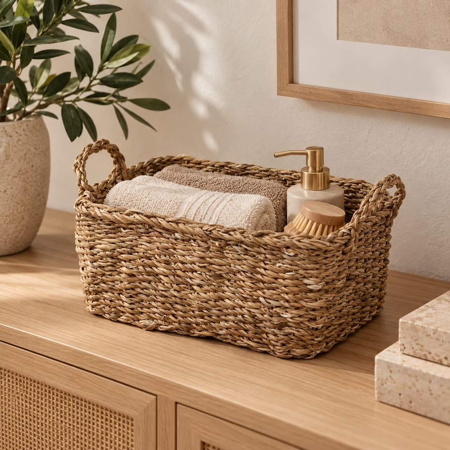 Cesto Decorativo Organizador Multiuso Com Alças Para Sala Quarto Banheiro E Closet