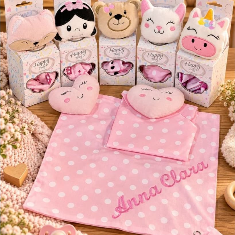 Naninha Bebê Personalizada com Nome Bordado – Bichinhos Menino e Menina – Presente Maternidade