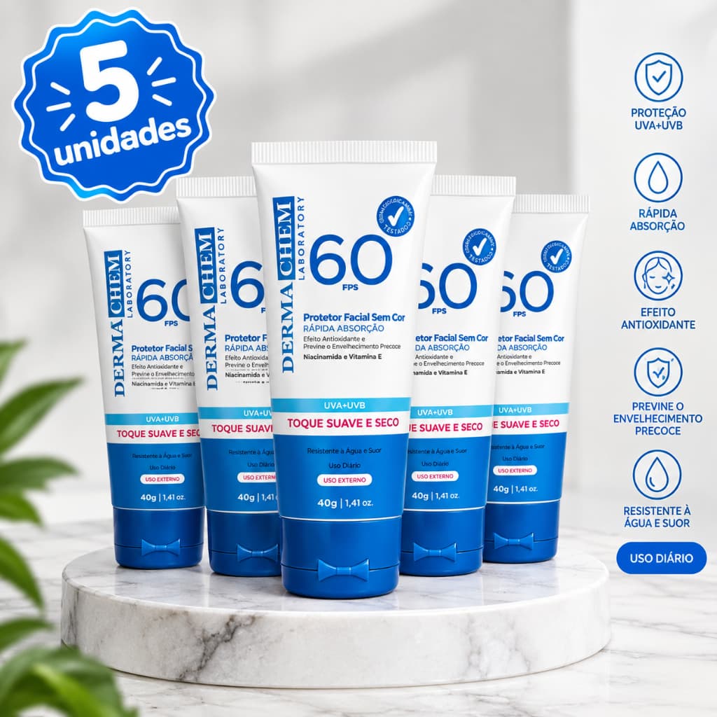 Kit 5 Protetor Solar Facial FPS 60 - Dermachem