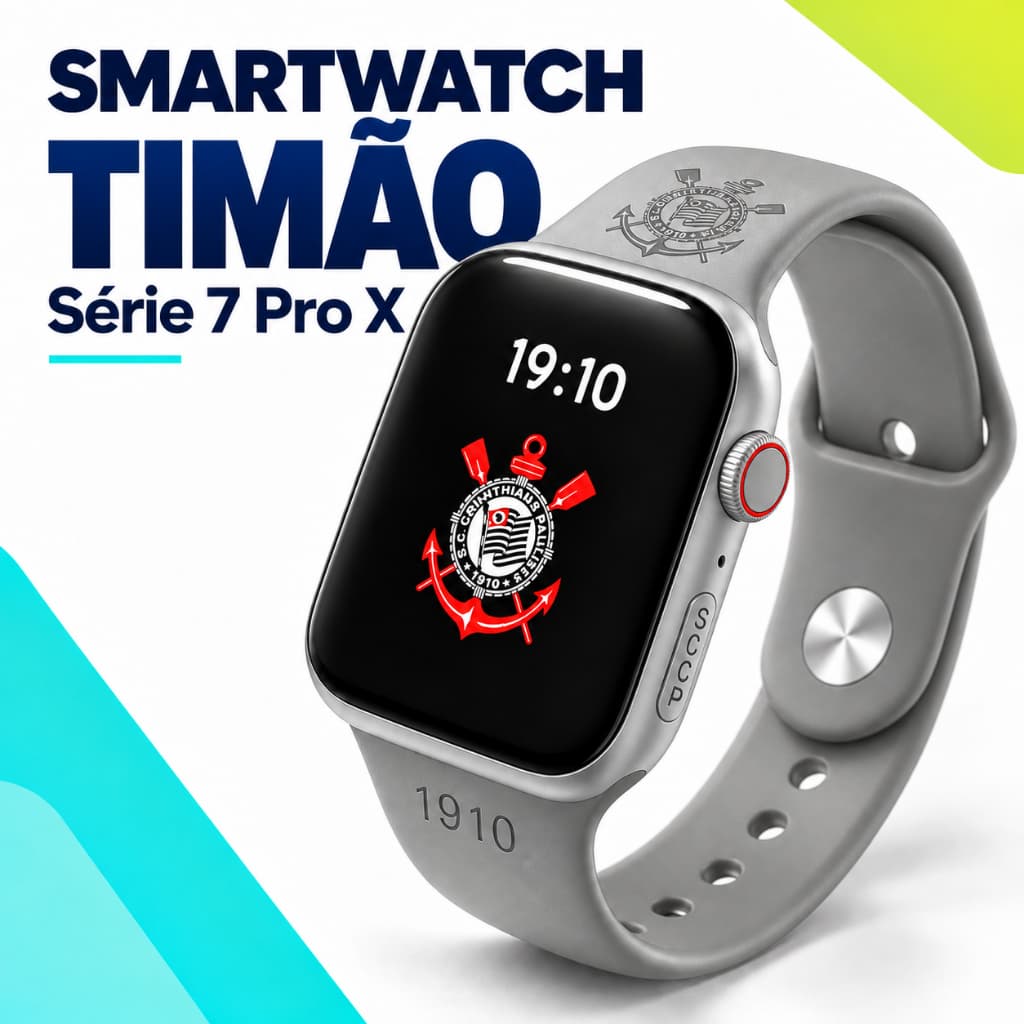 Smartwatch Timao Séries 7 Pro X Tela HD Conectividade Bluetooth Relógio Do Timão Oficial Licenciado
