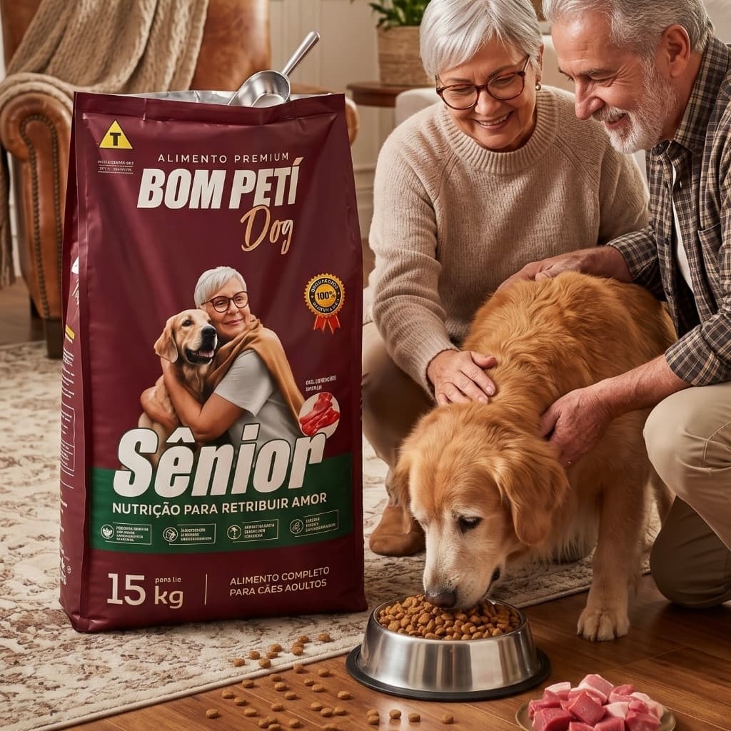 Ração Bom Peti Dog Cachorro Sênior Premium Raças Médias E Grandes Nutritiva 15kg