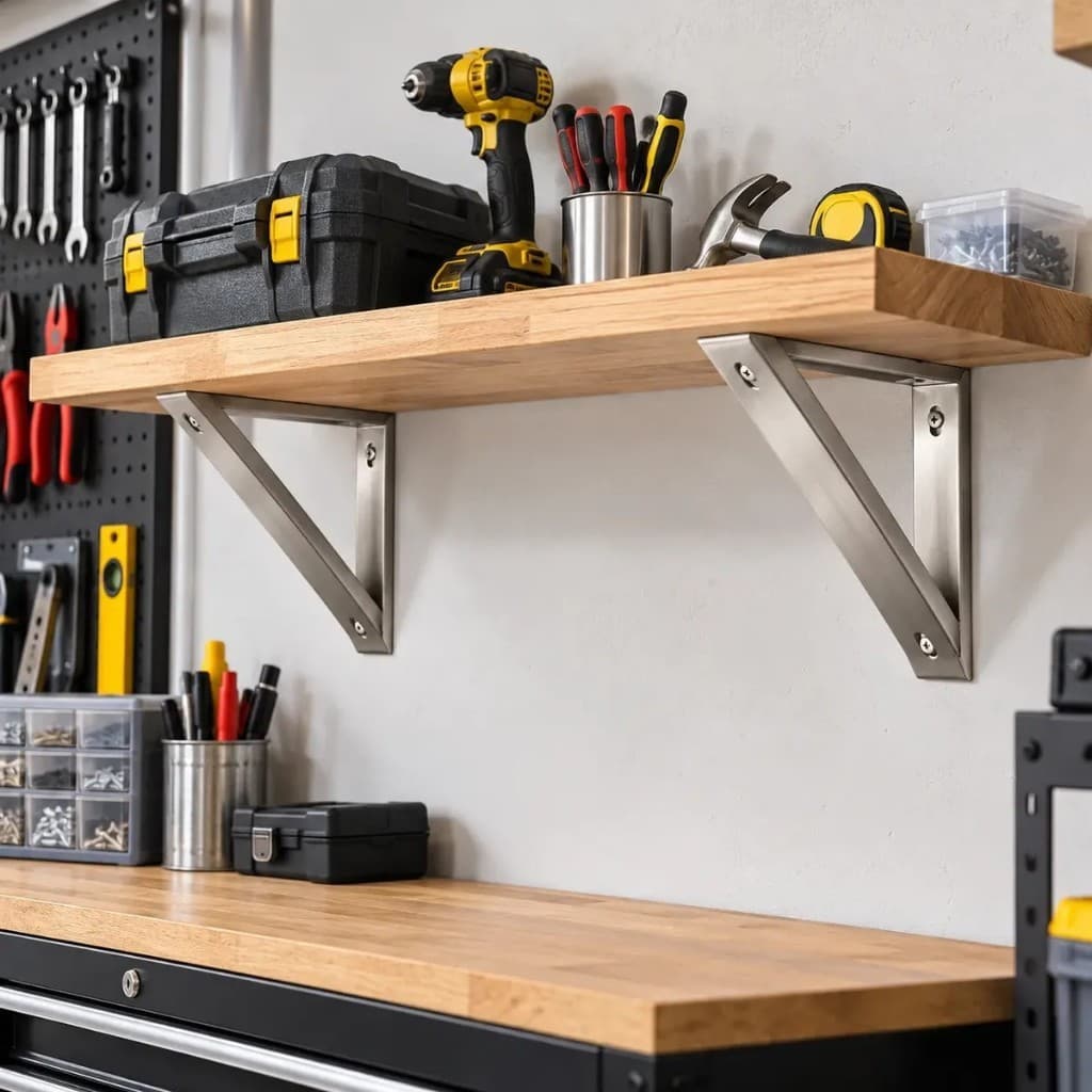 Mão Francesa Em Aço Inox Com 30cm - Suporte Para Prateleira De Parede