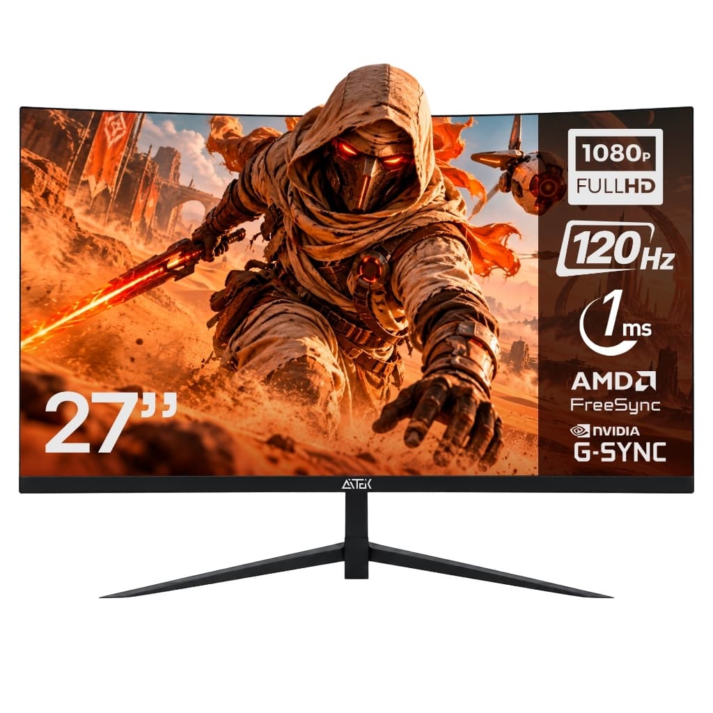 Monitor Gamer Curvo 27 Polegadas Aitek Delta 120Hz 1ms Full HD HDMI VGA FreeSync 1800R